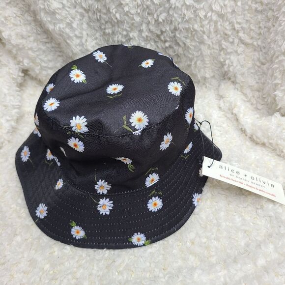 Alice + Olivia Daisy‎ Pattern/ White Reversible Bucket Hat NWT - Picture 1 of 7
